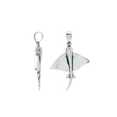 Mother of pearl Sterling silver Stingray pendant with mother of pearl inlay, handcrafted Balinese nautical jewelry.pendant in sterling silver with ocean-inspired Balinese design, handmade jewelry.